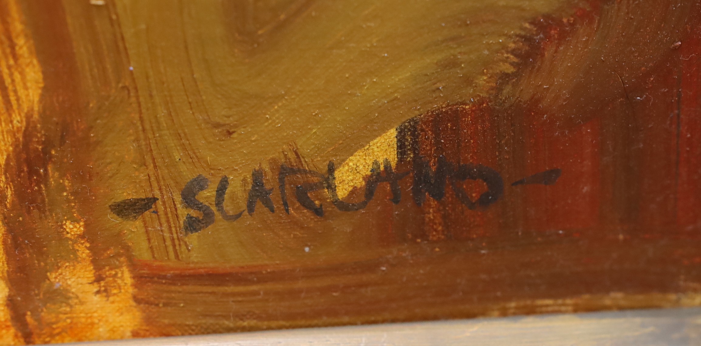 John Scarland (b.1947), oil on board, 'The Mirror', signed, 80 x 120cm